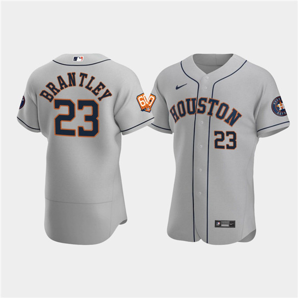 Men's Houston Astros #23 Michael Brantley Grey 60th Anniversary Flex Base Stitched Baseball Jersey Men's Houston Astros #23 Michael Brantley Grey 60th Anniversary Flex Base Stitched Baseball Jersey